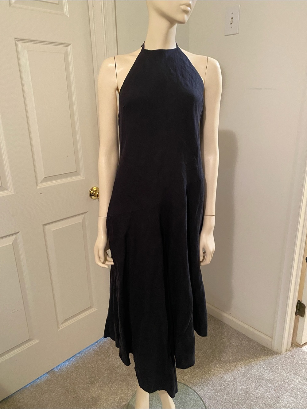 Black Linen Halter Dress